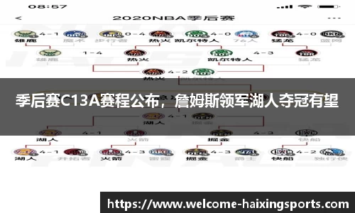 季后赛C13A赛程公布，詹姆斯领军湖人夺冠有望