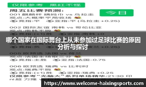 哪个国家在国际舞台上从未参加过足球比赛的原因分析与探讨